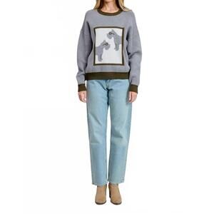 NEW FLAT WHITE schnauzer pullover sweater in grey